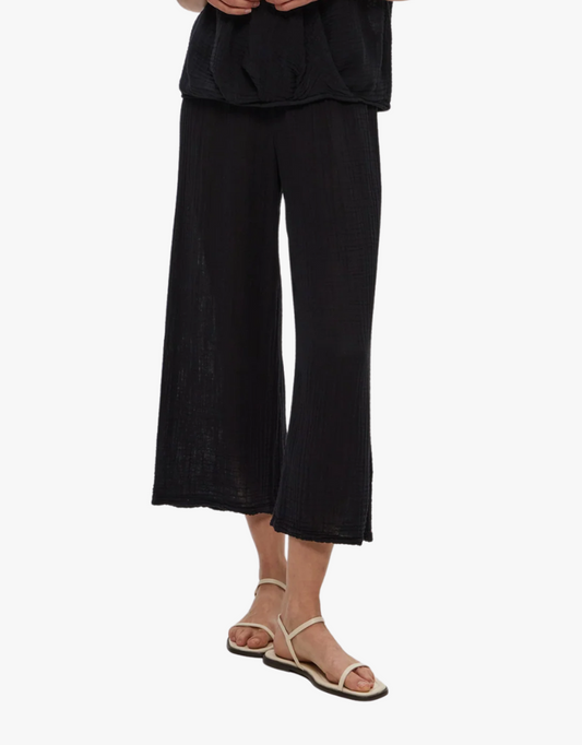 Michael Stars Medina Cropped Gauze Pants in Black
